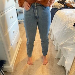 Karen Kane Vintage Petites High Waisted Lightwash Mom Jeans